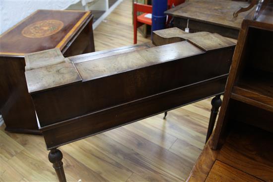 A George III design mahogany, amboyna and boxwood banded Carlton House desk, W.3ft 4.5in